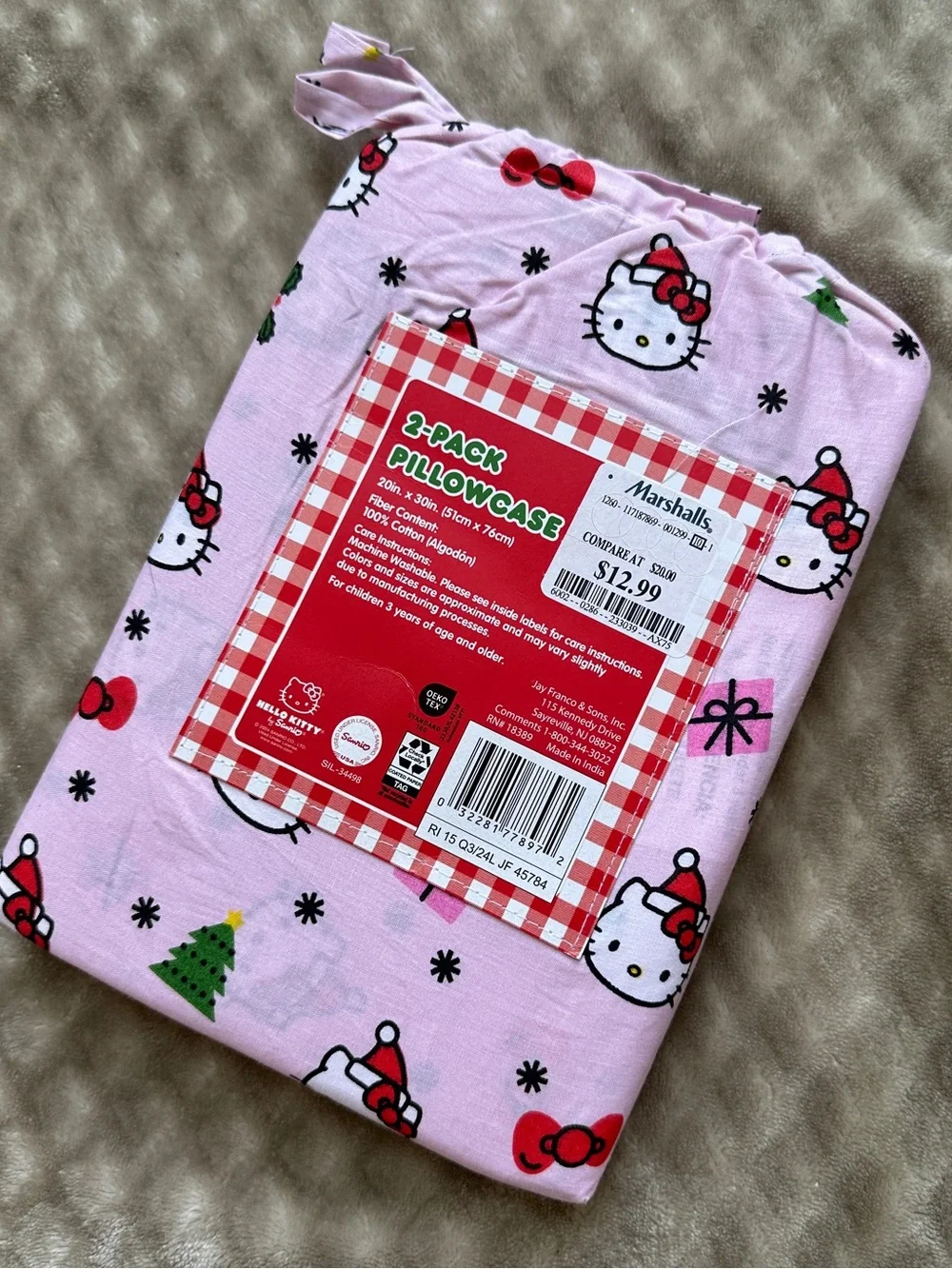 Hello Kitty Pink Holiday Pillowcases